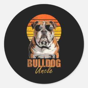 Pegatina Redonda Tío Cool Retro Bulldog Divertido Vintage Amantes d