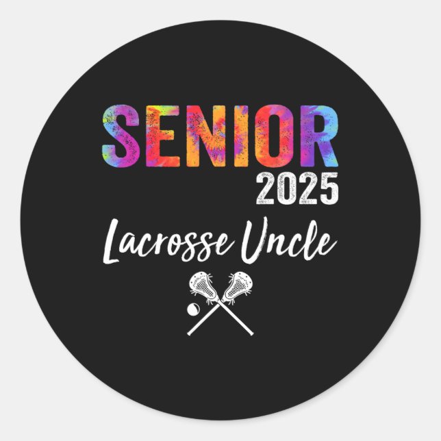 Pegatina Redonda Tío De Lacrosse Superior Cl 2025 Graduado Lacrosse (Anverso)