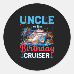 Pegatina Redonda Tío Del Cumpleañero Crucero Divertido Crucero Cump