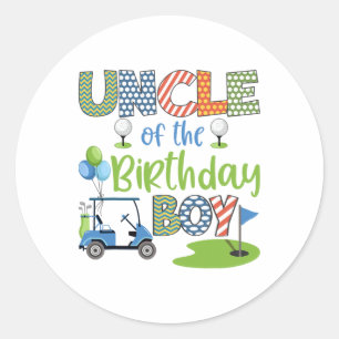 Pegatina Redonda Tío Del Niño Cumpleañero Amante Del Golf Familia C