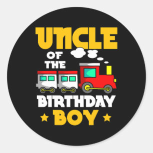 Pegatina Redonda Tío Del Niño De Cumpleaños Tren Ferrocarril Bday C