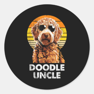 Pegatina Redonda Tío divertido de doodle retro genial propietario d