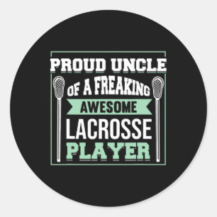 Pegatina Redonda Tío entrenador del jugador de Lacrosse