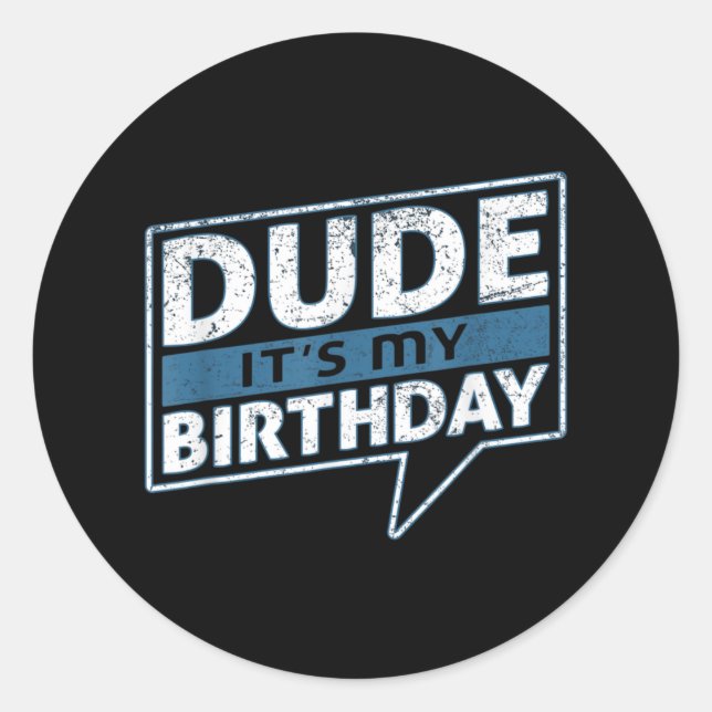 Pegatina Redonda Tío, es mi fiesta de cumpleaños, feliz celebración (Anverso)