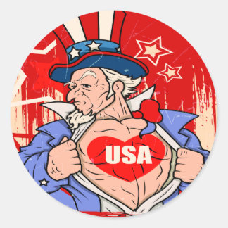 Pegatina Redonda Tío poderoso Sam Love USA Tattoo