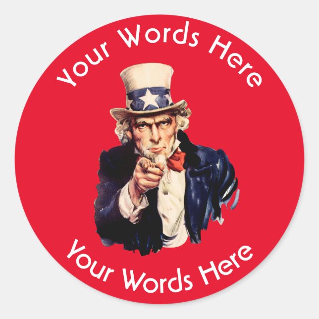 Pegatina Redonda Tío Sam Personalizado (Anverso)