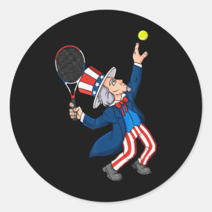 Pegatina Redonda Tío Sam Tennis 4 De Julio Chicas De Niños Patrióti