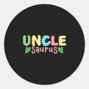 Pegatina Redonda Tío Saurus Kids Dinosaur Birthday Party Family M