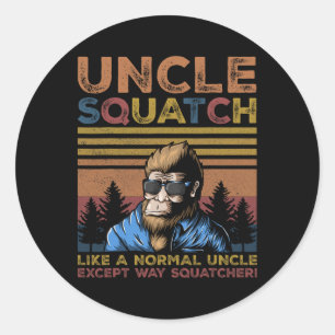 Pegatina Redonda Tío Squatch - Tío Bigfoot Día del Padre Yeti Sas