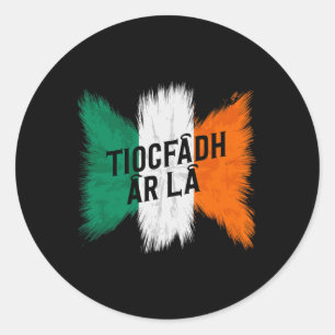 Pegatina Redonda Tiocfaidh Ar La Irlanda Vintage Bandera Irlandesa 