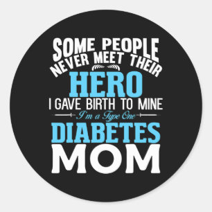 Pegatina Redonda Tipo 1 Diabetes Mamá Madre T1D Conciencia Diabétic