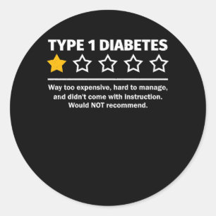 Pegatina Redonda Tipo 1 Diabetes Recomendado T1D Conciencia Una Est