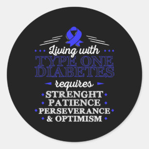 Pegatina Redonda Tipo 1 Diabetes T1d Conciencia