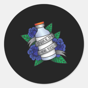 Pegatina Redonda Tipo 1 Diabetes T1D Sensibilización Insulina O Mue
