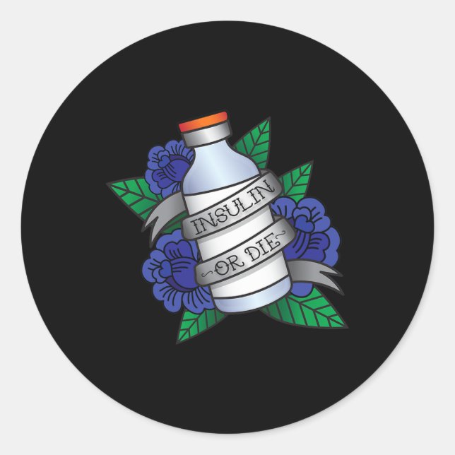 Pegatina Redonda Tipo 1 Diabetes T1D Sensibilización Insulina O Mue (Anverso)