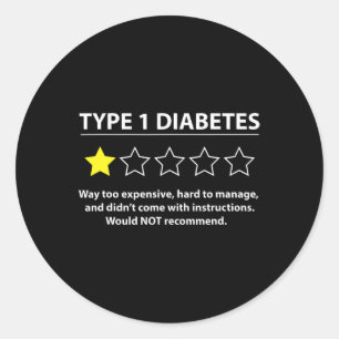 Pegatina Redonda Tipo 1 Diabetes T1d Una Estrella Divertida Concien