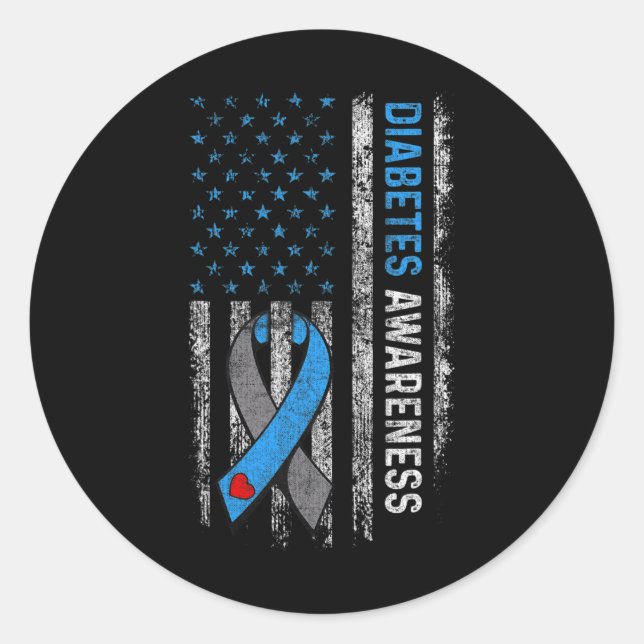 Pegatina Redonda Tipo 1 Sensibilización sobre la diabetes Bandera E (Anverso)