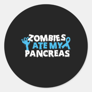 Pegatina Redonda Tipo 1 Sensibilización sobre la diabetes Zombies A