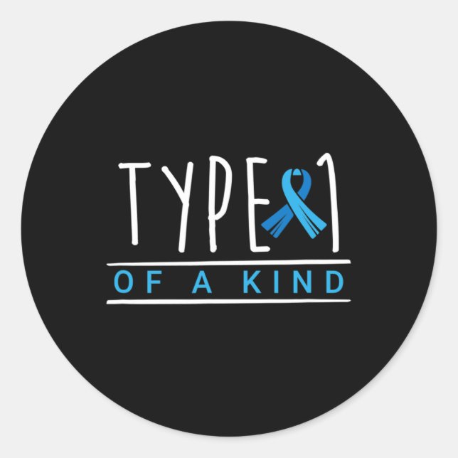 Pegatina Redonda Tipo 1: Tipo De Diabetes Conciencia Vida Diabética (Anverso)