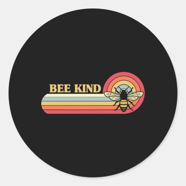 Pegatina Redonda tipo de abeja vintage (Anverso)