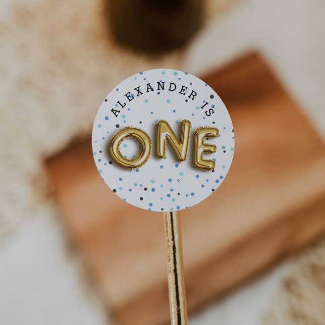 Pegatina Redonda Tipo de globo | Primera fiesta de cumpleaños (Subido por el creador)