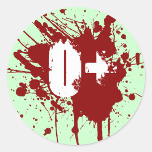 Pegatina Redonda Tipo de sangre positivo de O zombi del vampiro de