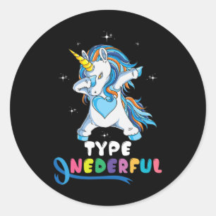 Pegatina Redonda Tipo Maravilloso Dub Unicornio Tipo 1 Diabetes Awa
