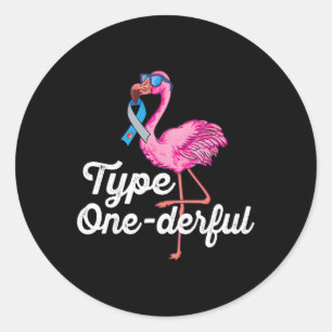 Pegatina Redonda Tipo Maravilloso lindo flamingo Tipo 1 Diabetes Co