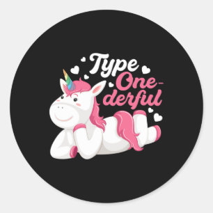Pegatina Redonda Tipo Maravilloso Unicorn Diabetes Sensibilización