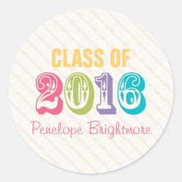 Pegatina Redonda Tipografía arcoiris de 2016