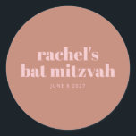 Pegatina Redonda Tipografía audaz moderna Terracotta Bat Pink Mitzv<br><div class="desc">Moderna y personalizada Tipografía audaz Terracotta Bat rosa Mitzvah Pegatina redondo clásico</div>