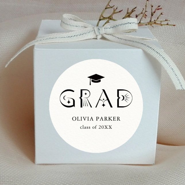 Pegatina Redonda Tipografía Boho GRAD White (Subido por el creador)