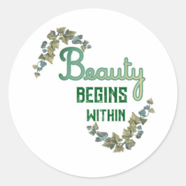 Pegatina Redonda Tipografía Botánica de Belleza