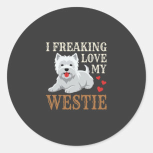 Pegatina Redonda Tipografía de amor al perro Westie