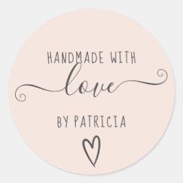Pegatina Redonda Tipografía de amor hecha a mano de color rosa mini