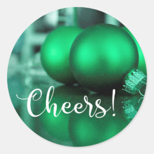 Pegatina Redonda Tipografía de Cheers Adornos Verdes Tonales Foto