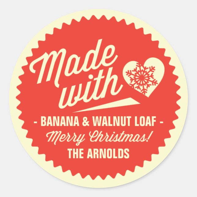 Pegatina Redonda Tipografía de épocaPegatinas de regalo de Navidad/ (Anverso)