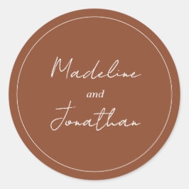 Pegatina Redonda Tipografía de escritura manuscrita de terracota li