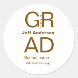 Pegatina Redonda Tipografía de grado moderna graduación simple míni