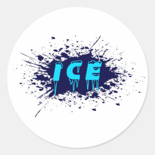 Pegatina Redonda Tipografía de grafiti de hielo Diseño de arte call