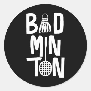 Pegatina Redonda Tipografía de Guay Badminton con transbordador Bad