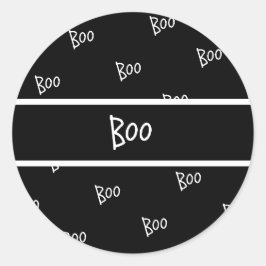 Pegatina Redonda Tipografía de Halloween boo negro y blanco