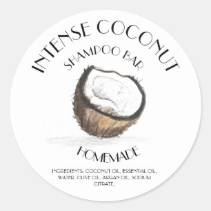 Pegatina Redonda Tipografía de ingredientes caseros de coco y vaini