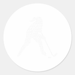 Pegatina Redonda Tipografía de jugador de hockey niños mujeres chic