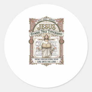 Pegatina Redonda Tipografía de la página del himnario de Jesús Pági