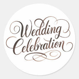 Pegatina Redonda Tipografía de Mocha Mousse Watercolor Boda