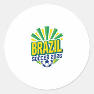 Pegatina Redonda Tipografía de país audaz fútbol Brasil 2026 