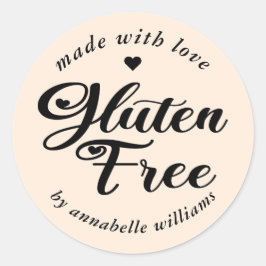 Pegatina Redonda Tipografía de panadería libre Gluten