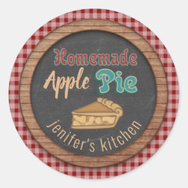 Pegatina Redonda Típografía de pizarra vintage de manzana casera