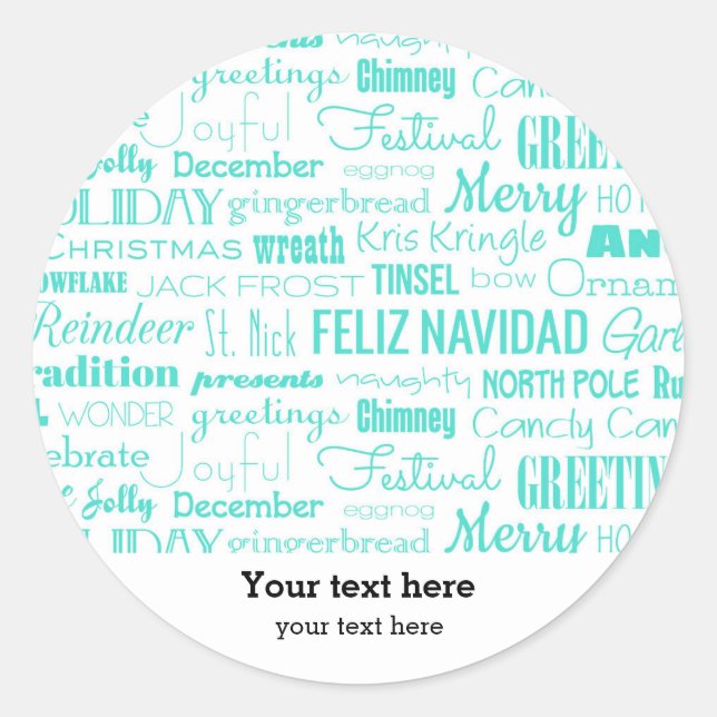 Pegatina Redonda Tipografía de temporada de vacaciones (Anverso)
